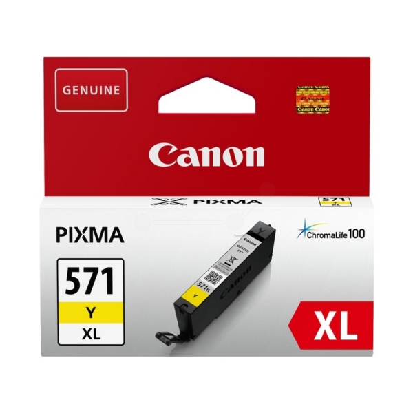 Canon Original CLI-571YXL High Capacity Yellow Ink Cartridge (0334C001)
