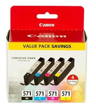 Canon Original CLI-571 Multipack of 4 Ink Cartridges (Black/Cyan/Magenta/Yellow)
