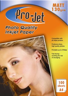 Pro-Jet 130g A4 Matt Photo Paper 100 sheets