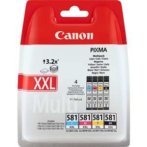 Original Canon CLI-581XXL 4 Colour Extra High Capacity Inkjet Cartridge Multipack (1998C005)