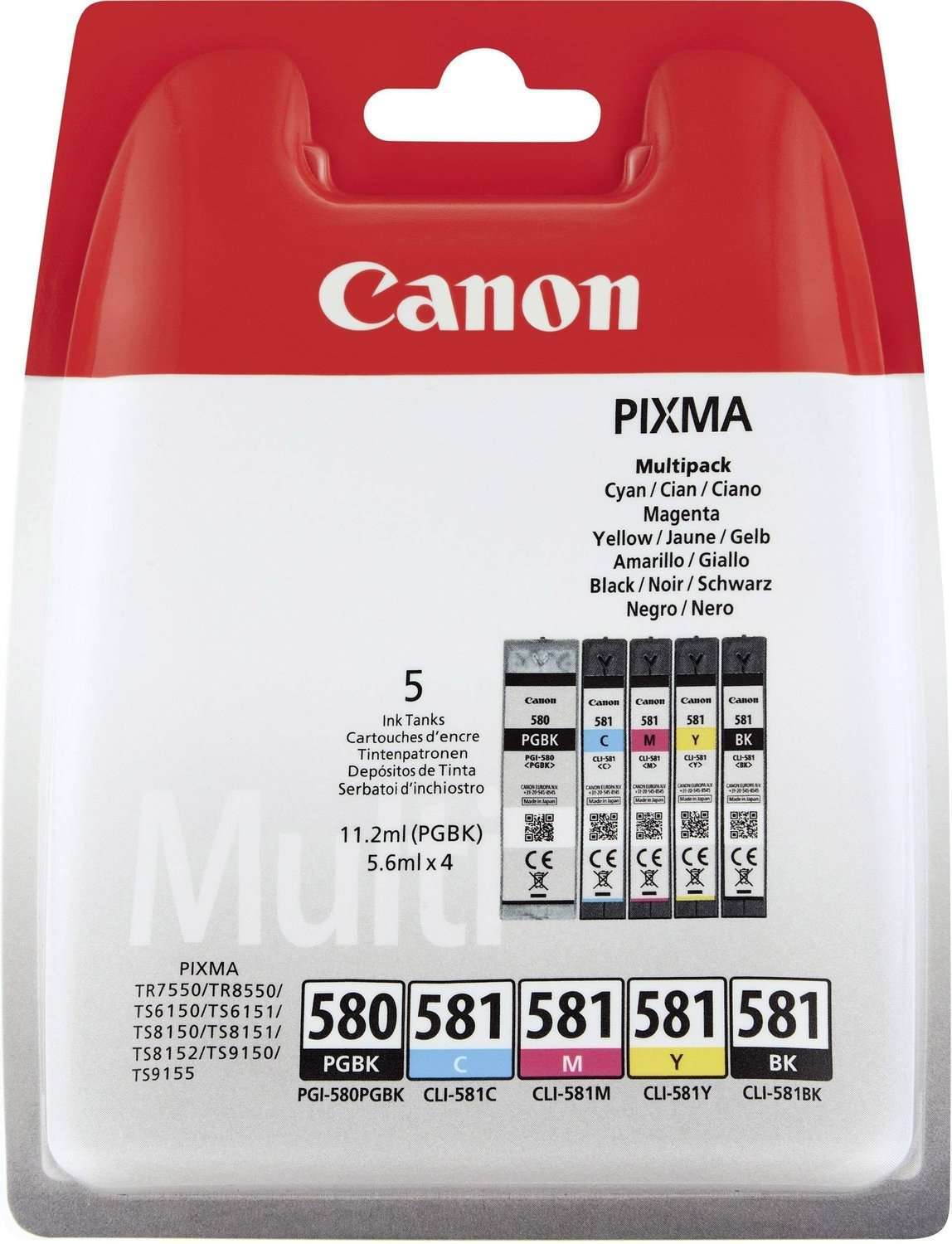 Canon Original PGI-580/CLI-581 5 Colour Inkjet Cartridge Multipack (2078C005)
