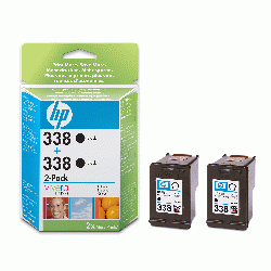 2 x HP Original 338 (CB331EE) Black Ink Cartridges
