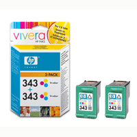 2 x HP Original 343 (CB332EE) Colour Ink Cartridges
