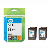 2 x HP 56 (C9502AE) Original Black Ink Cartridges
