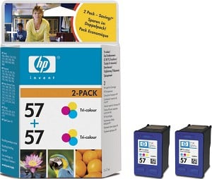 2 x HP 57 (C9503AE) Original Tri-Colour Ink Cartridges
