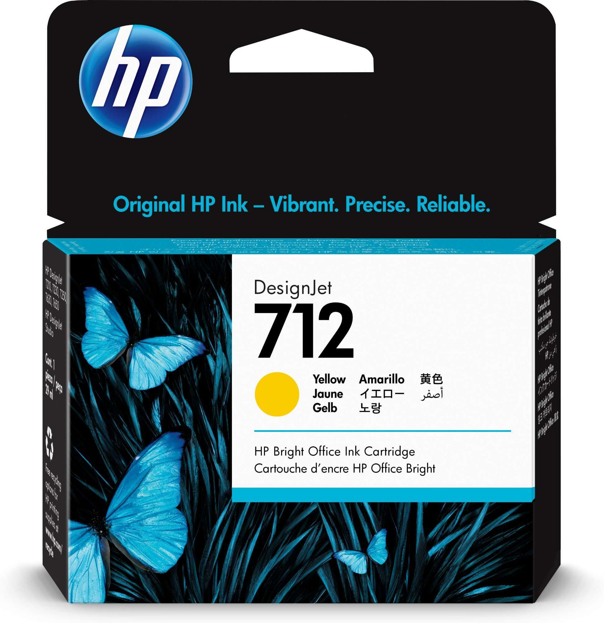 HP Original 712 Yellow Inkjet Cartridge 3ED69A