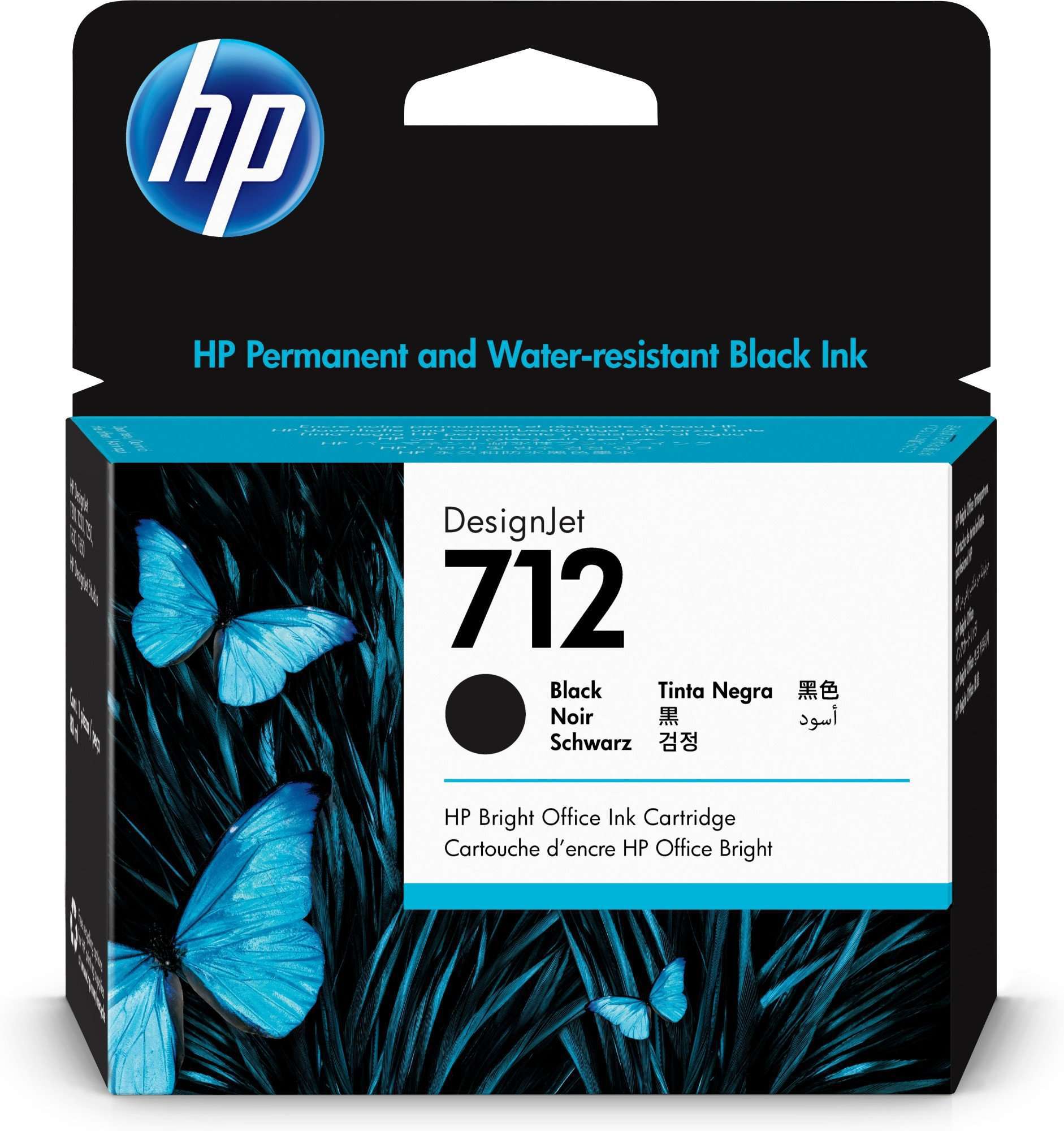HP Original 712 Black High Capacity Inkjet Cartridge 3ED71A