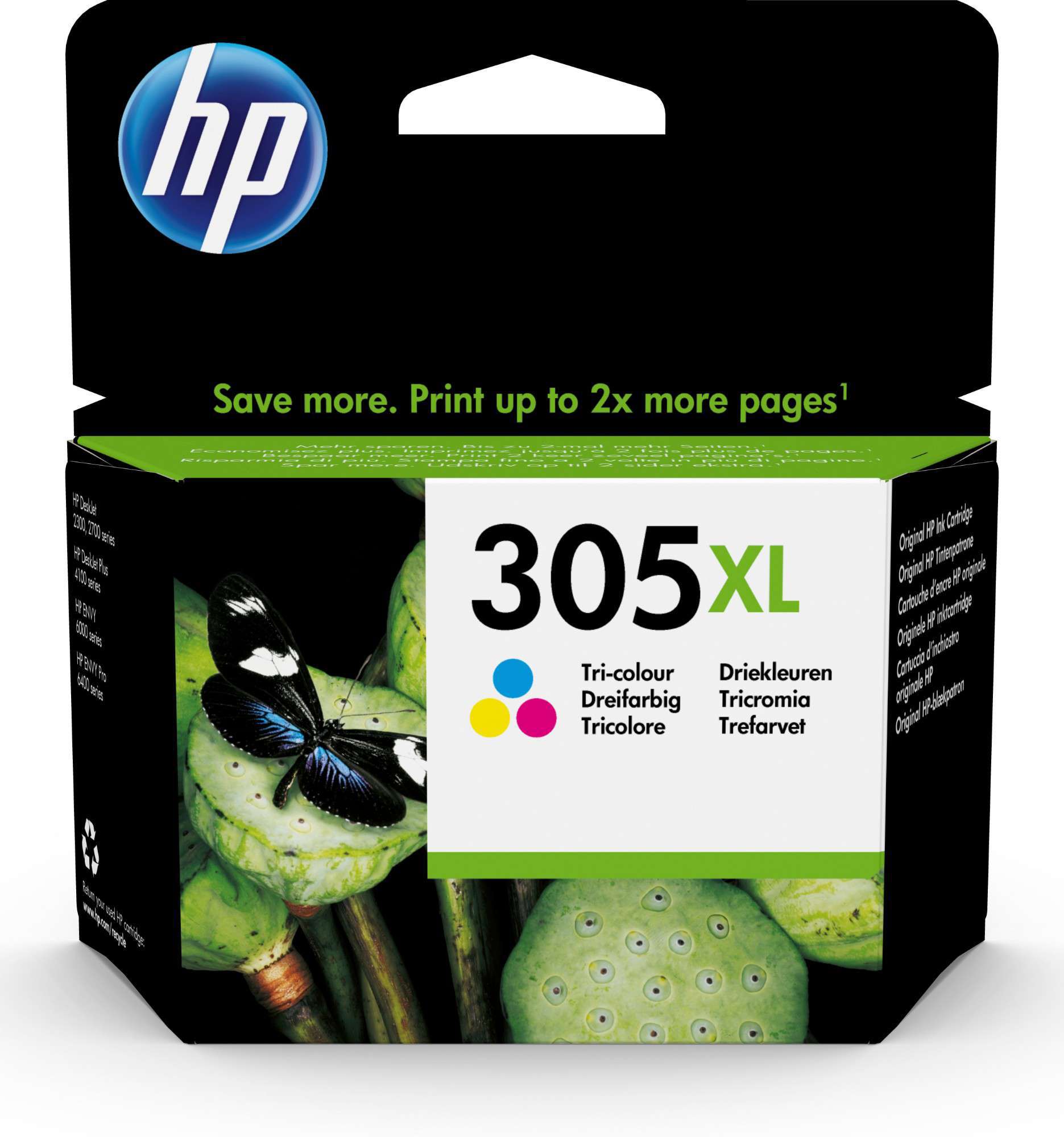 HP Original 305XL Tri-Colour High Capacity Inkjet Cartridge 3YM63AE