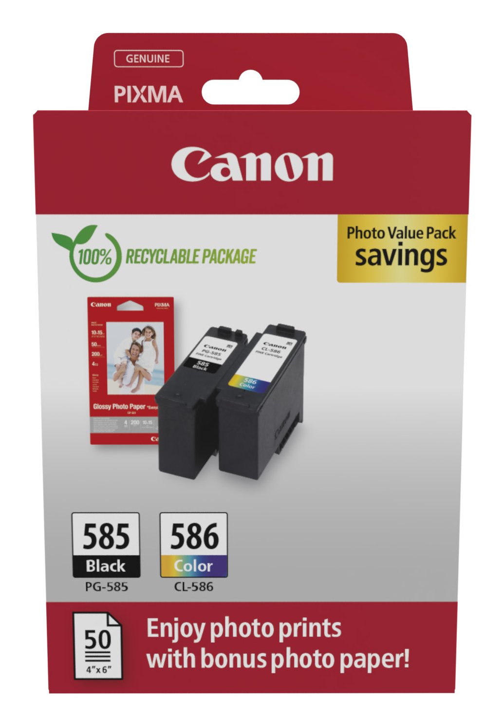Original Canon PG-585 & CL-586 Black & Colour Twin Pack 6205C004