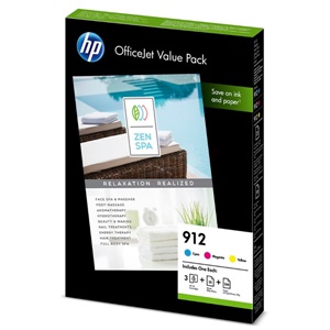 HP Original 912 pack 3 Colour Inkjet Cartridge Multipack (6JR41AE)