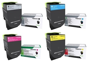 Original Lexmark 71B00 4 Colour Toner Cartridge Multipack (Black/Cyan/Magenta/Yellow)