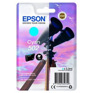 Original Epson 502 Cyan Inkjet Cartridge (C13T02V24010)