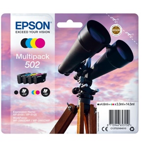 Original Epson 502 Four Colour Inkjet Cartridge Multipack (C13T02V64010)