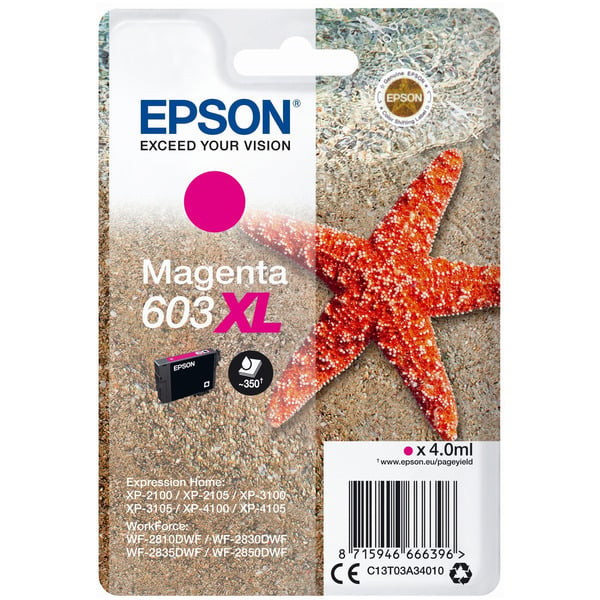 Epson Original 603XL Magenta High Capacity Ink Cartridge (C13T03A34010)