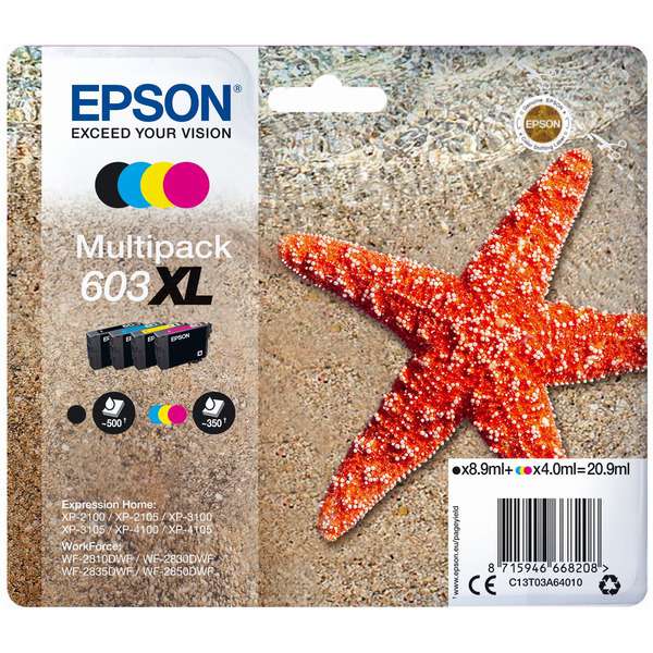 Epson Original 603XL High Capacity Ink Cartridge Multipack (C13T03A64010)