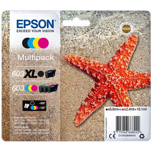 Epson Original 603/603XL Ink Cartridge Multipack (Black/Cyan/Magenta/Yellow)