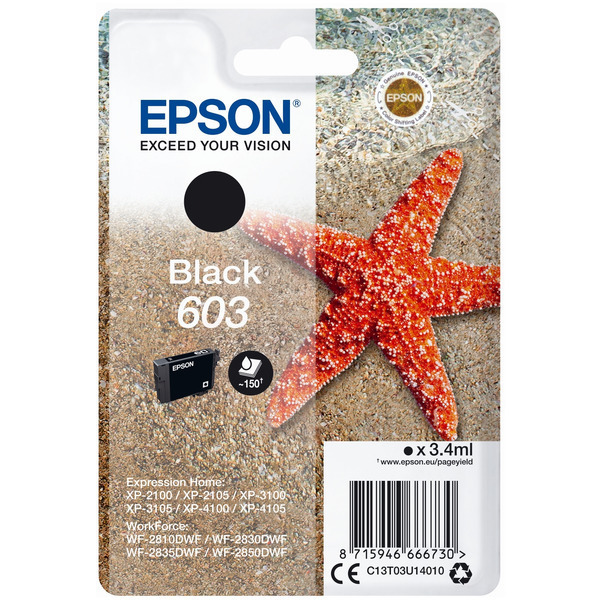 Epson Original 603 Black Ink Cartridge (C13T03U14010)