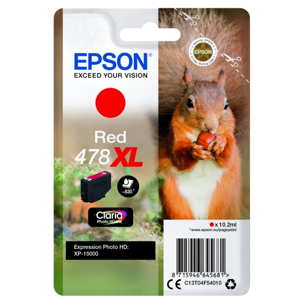 Epson Original 478XL Red High Capacity Inkjet Cartridge (C13T04F54010)