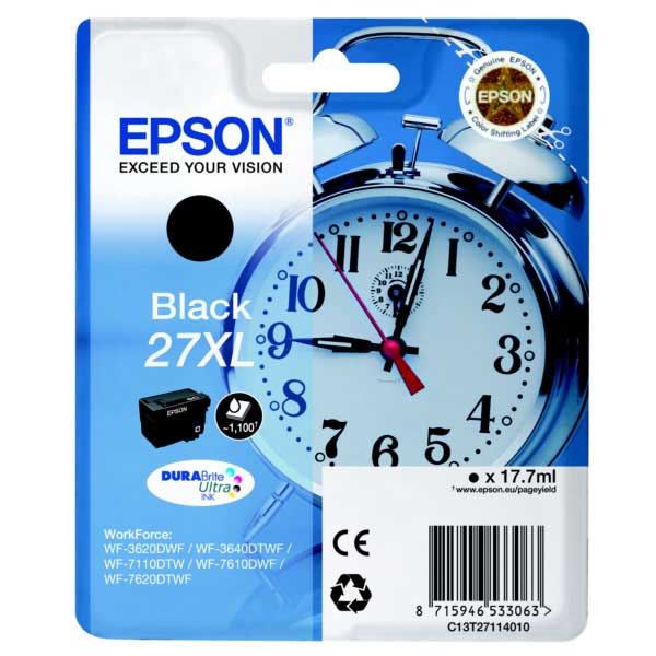 
	Original Epson 27XL Black High Capacity Ink Cartridge (C13T27114010)
	&nbsp;
