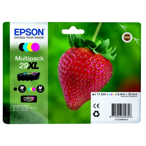 Epson Original 29XL High Capacity Ink Cartridge Multipack (Black/Cyan/Magenta/Yellow)