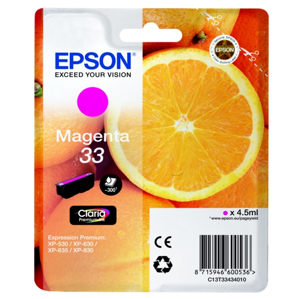 Epson Original 33 Magenta Ink Cartridge (T3343)
