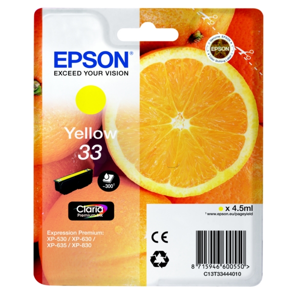 Epson Original 33 Yellow Ink Cartridge (T3344)