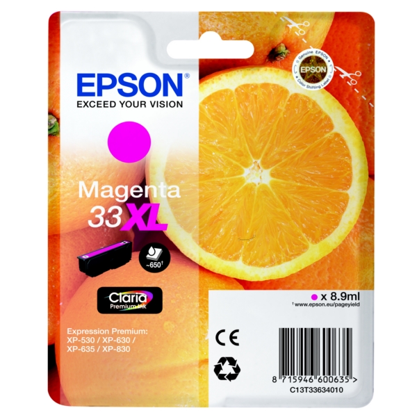 Epson Original 33XL Magenta High Capacity Ink Cartridge (T3363)
