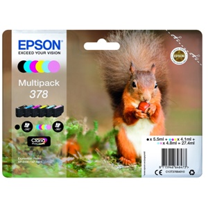 Original Epson 378 6 Colour Inkjet Cartridge Multipack (C13T37884010)