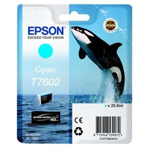 Original Epson T7602 Cyan Inkjet Cartridge (C13T76024010)
