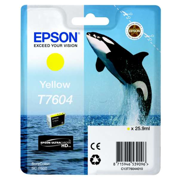 Original Epson T7604 Yellow Inkjet Cartridge (C13T76044010)
