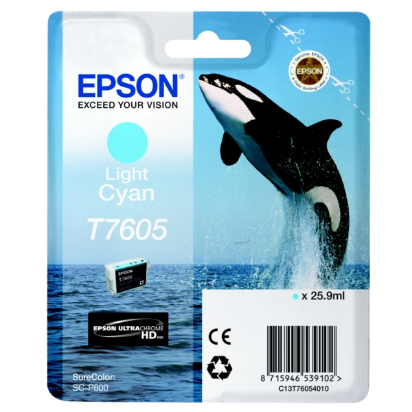 Original Epson T7605 Light Cyan Inkjet Cartridge (C13T76054010)