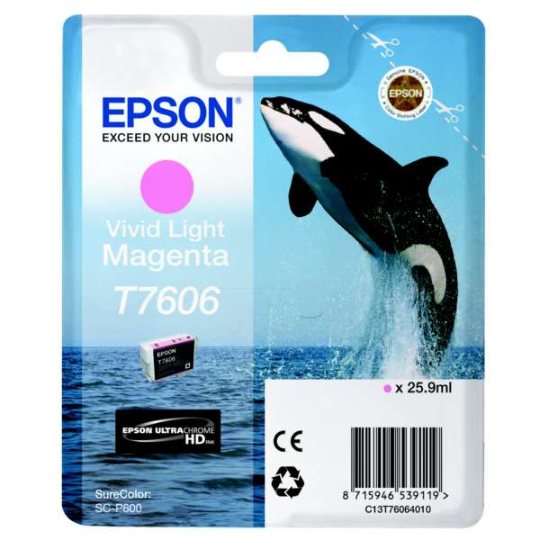 Original Epson T7606 Vivid Light Magenta Inkjet Cartridge (C13T76064010)