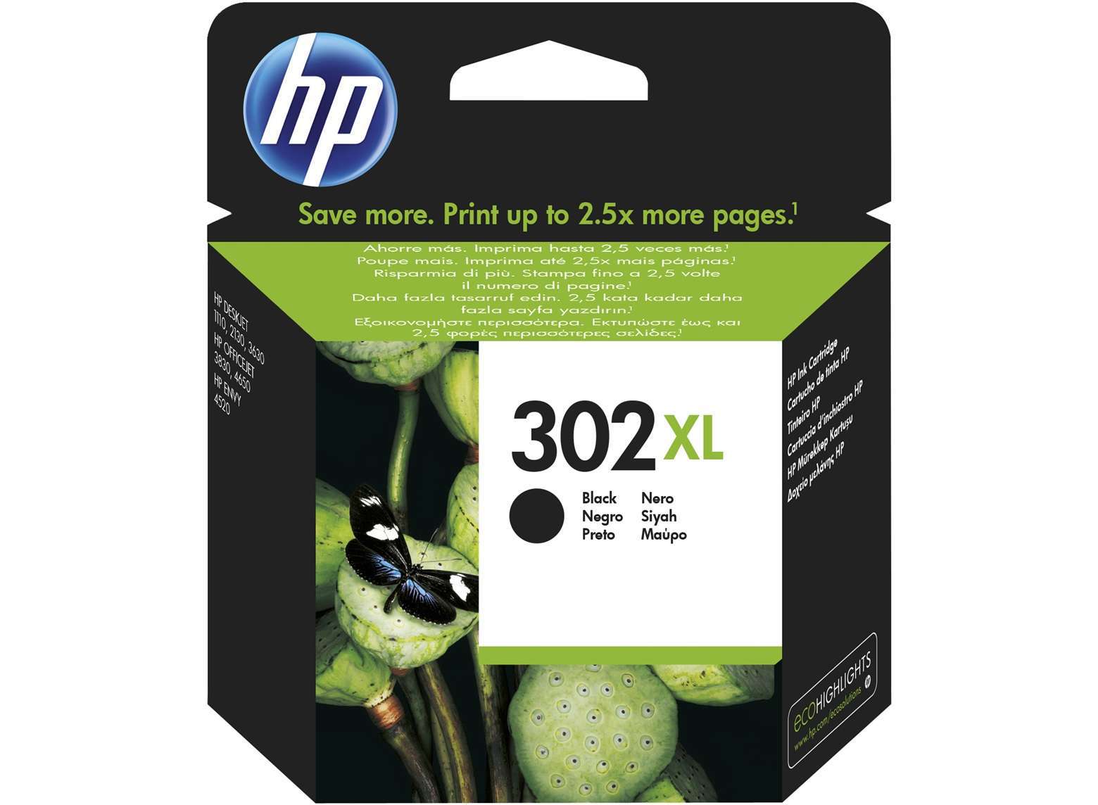 HP Original 302XL High Capacity Black Ink Cartridge (F6U68AE)
