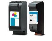 Remanufactured HP 23 (C1823D) High Capacity Colour 38ml and HP 45 (51645AE) High Capacity Black 42ml Ink Cartridges