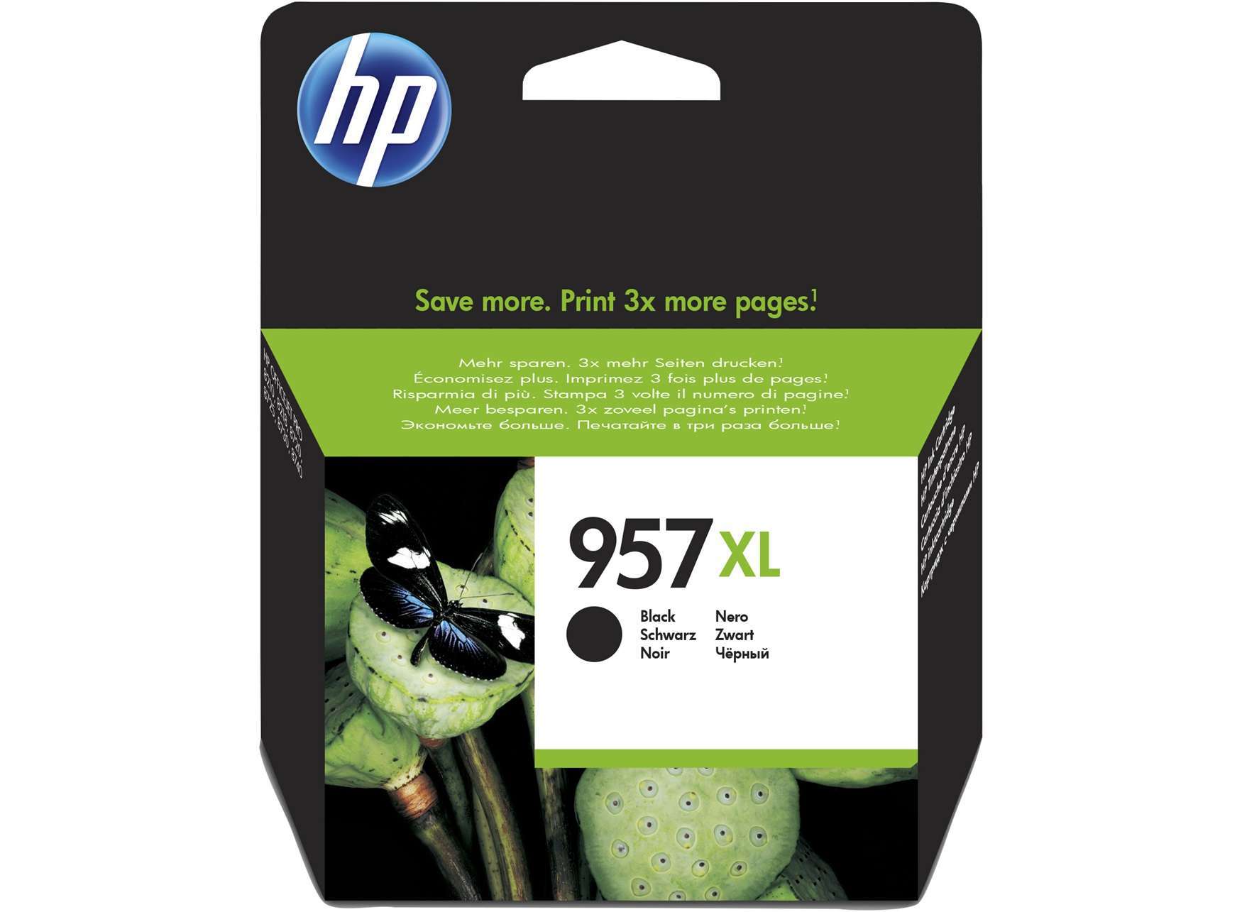 HP Original 957XL Black High Capacity Inkjet Cartridge (L0R40AE)