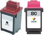 Lexmark 70 (12A1970) Black and Lexmark 80 (12A1980) Colour High Capacity Remanufactured Ink Cartridges