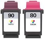 Lexmark 90 (12A1990) Photo and Lexmark 80 (12A1980) Colour High Capacity Remanufactured  Ink Cartridge
