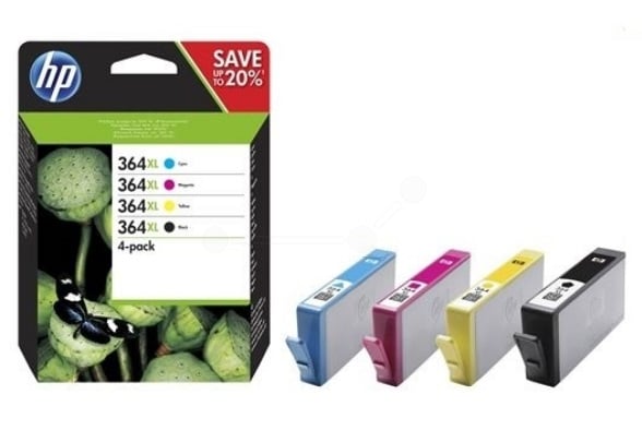 HP Original 364XL Combo Pack of 4 Ink Cartridges Black/Cyan/Magenta/yellow (N9J74AE)
