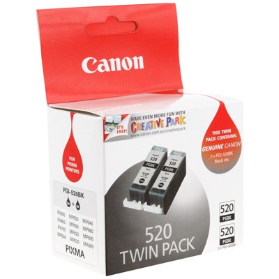 PGI-520BK Original Canon Twin Pack Black Ink Cartridges