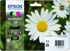 Epson Original 18 Colour Multipack 4 Cartridges (Black,Cyan,Magenta,Yellow) (C13T18064010)