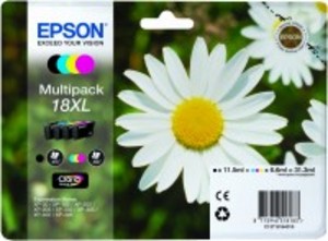 Epson Original 18XL High Capacity Set Of 4 Cartridges (Black,Cyan,Magenta,Yellow) (C13T18164010)