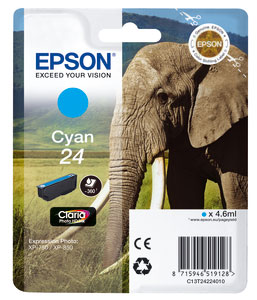 Original Epson 24 Cyan Ink Cartridge (T2422)