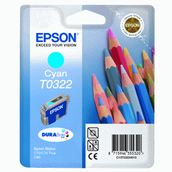 Original Epson T0322 Cyan Ink Cartridge